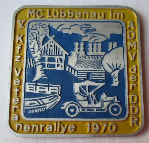 DDR Plakette MC Lübbenau im ADMV V. Kfz Veteranenrallye 1970 (157155)
