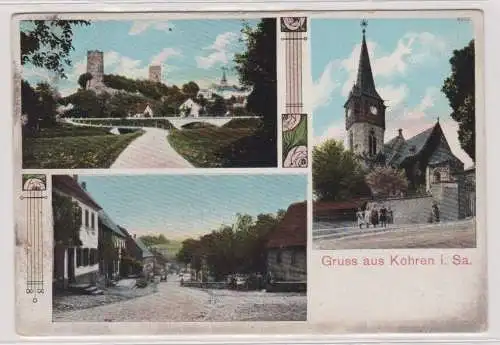 99800 AK Gruss aus Kohren - Straßenansciht, Burg Kohren, Kirche 