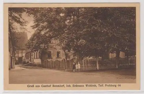 99808 AK Gruß aus Gasthof Benndorf, Inh. Erdmann Wohlrab, Gartenpartie 1929