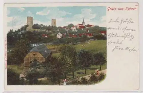 99676 AK Gruss aus Kohren - Ortsansicht mit Burg Kohren und Kirche 
