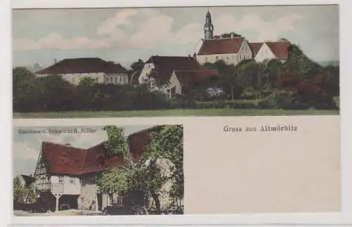 99442 AK Gruss aus Altmörbitz - Gasthaus und Schmiede A.Müller, Totalansicht 