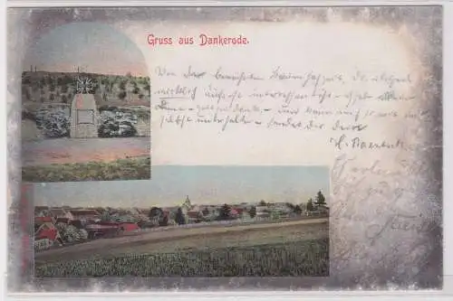 900870 AK Gruss aus Dankerode - Totalansicht, Kriegerdenkmal 