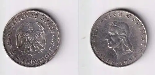 2 Mark Silber Münze Friedrich von Schiller 1934 F ss (169860)
