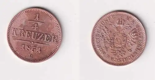 1/4 Kreuzer Kupfer Münze Österreich 1851 B ss (169460)