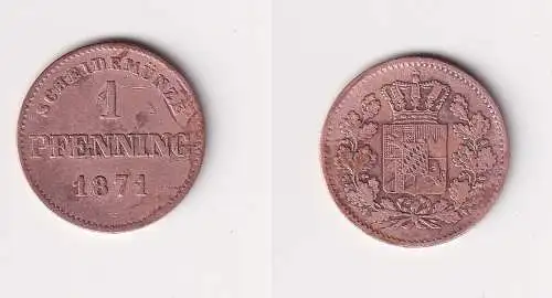 1 Pfennig Kupfer Münze Bayern 1871 f.ss (169406)