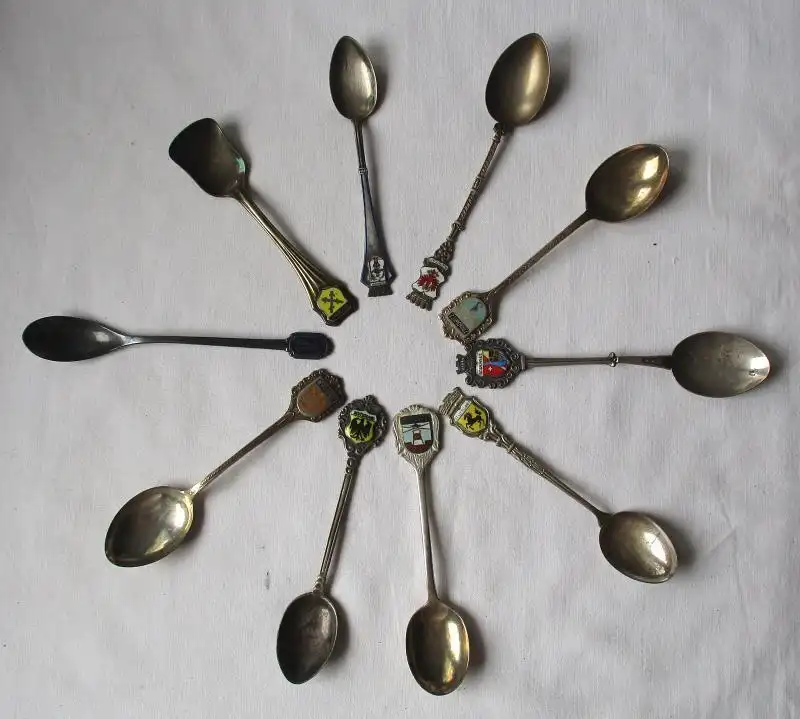 Andenkenlöffel 10 Stück Souvenirlöffel meist 800 Silber Städte Wappen (141077) 0