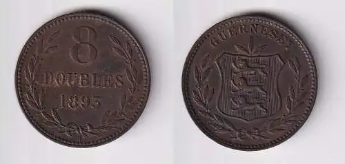 8 Doubles Kupfer Münze Guernsey 1893 ss+ (169470)