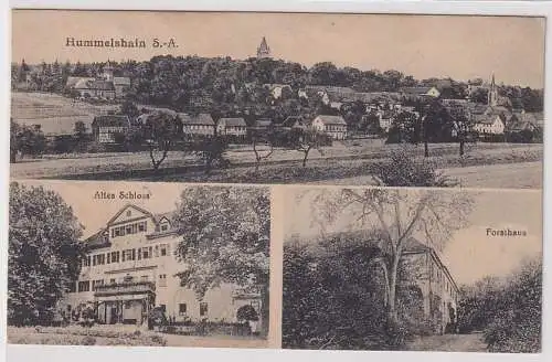 60753 Mehrbild Ak Hummelhain S.-A. Totale, Altes Schloss, Forsthaus 1921