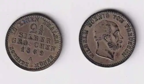 2 1/2 Silbergroschen Münze Preussen Wilhelm I. 1869 A f.vz (169372)