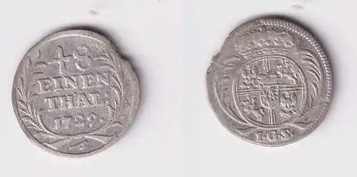 1/48 Taler Silber Münze Sachsen 1729 IGS f.ss (169527)