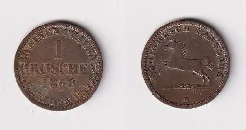 1 Groschen Silber Münze Königreich Hannover 1858 B s/ss (169493)