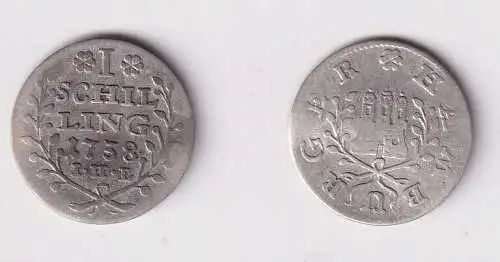 1 Schilling Silber Münze Hamburg 1727 I.H.L. s/ss (169496)