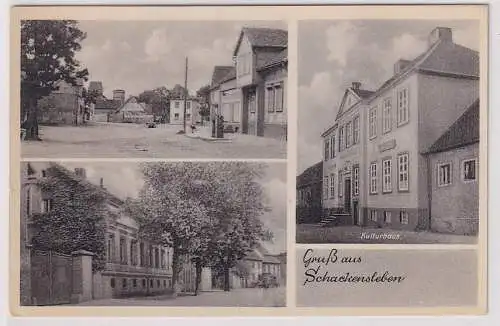 65232 Mehrbild Ak Gruß aus Schackensleben Kulturhaus, Dorfansicht um 1950