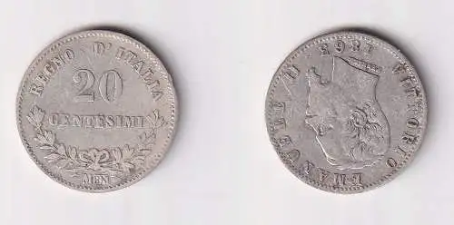 20 Centesimi Silber Münze Italien Vittorio Emanuele II. 1863 s/ss (169373)