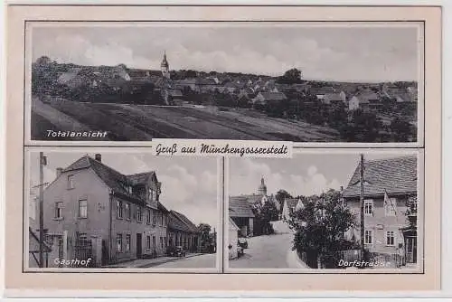 11446 Mehrbild Ak Gruß aus Münchengosserstedt Totale Gasthof Dorfstrasse um 1940