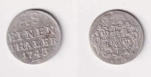 1/48 Taler Silber Münze Sachsen 1743 FWoF f.ss (169411)