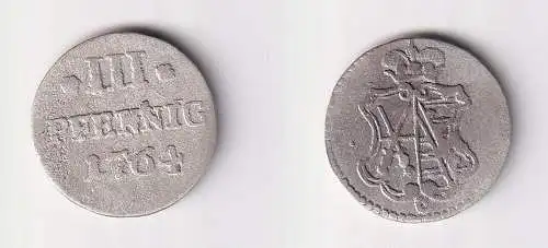 3 Pfennig Silber Münze Sachsen 1764 s/ss ()