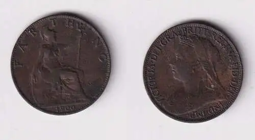 1 Farthing Kupfer Münze Großbritannien 1900 Victoria ss (169413)