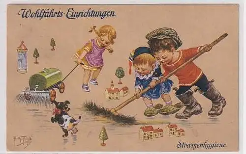 61439 Künstler Ak Arthur Thiele - Wohlfahrts-Einrichtungen Strassenhygiene