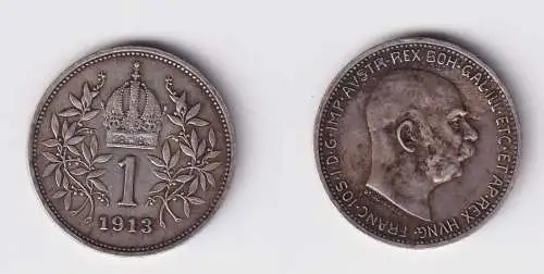 1 Krone Silber Münze Österreich 1913 (124775)