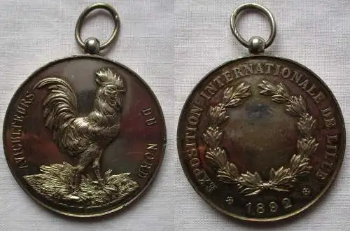 rare Silber Medaille Frankreich Exposition Internationale de Lille 1892 (167793)