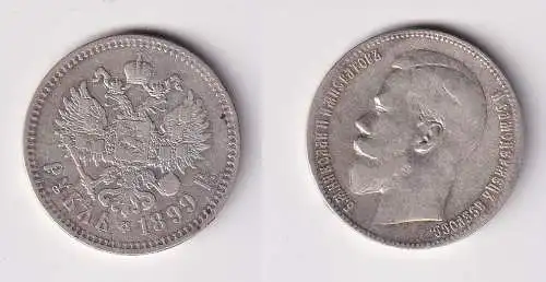 1 Rubel Silber Münze Russland Nikolaus II. 1899 f.ss (122591)