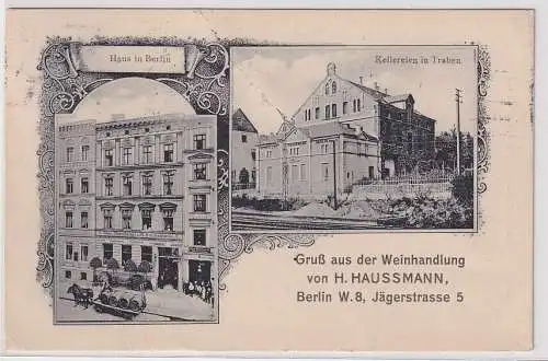 907209 AK Gruß aus der Weinhandlung von H. Hausmann Berlin, Kellereien in Traben