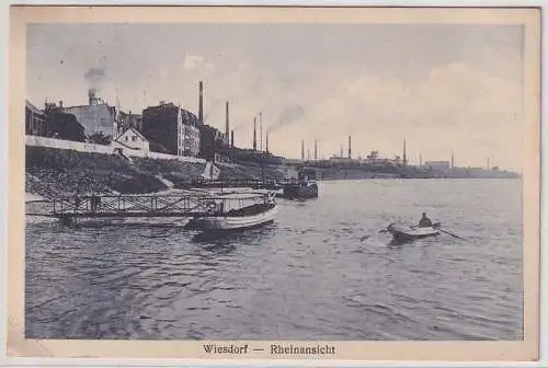 56260 AK Wiesdorf - Rheinansicht mit Fabrikgebäuden 1926
