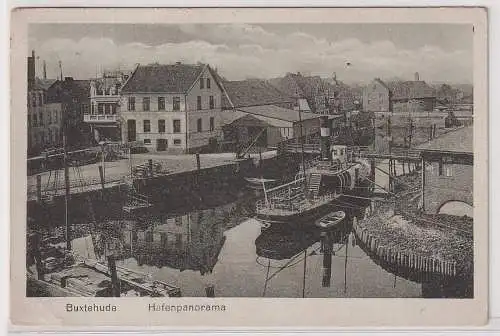 53177 AK Buxtehude - Hafenpanorama mit Dampfer und Fährhaus 1910