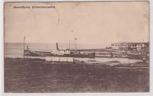 80734 AK Wilhelmshaven - Strandhalle mit Raddampfer 1922