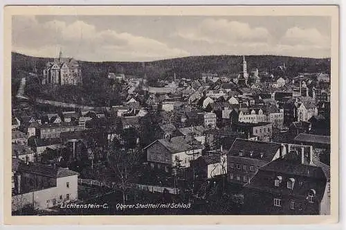 98132 AK Lichtenstein - Oberer Stadtteil mit Schloß, Luftaufnahme 1937