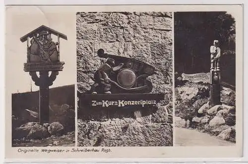 44993 Ak Schreiberhau Szklarska Poręba Originelle Wegweiser Riesengebirge 1930
