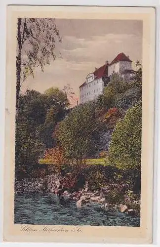 96068 AK Schloss Bieberstein - Totalansicht mit Flusspartie 1928
