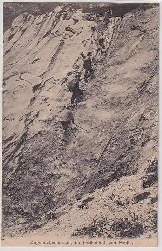 75741 Ak Zugspitze Bayern Zugspitzbesteigung im Höllenthal "am Brett" 1912