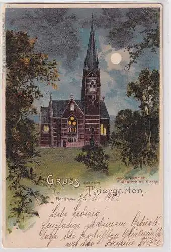88014 Halt gegens Licht Ak Gruss aus dem Thiergarten Berlin Gedächtniskirche1901