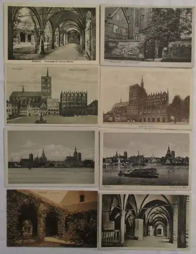 80134 / 8 Ak Stralsund Rathaus, Kloster, Kirchen, Hafen um 1930