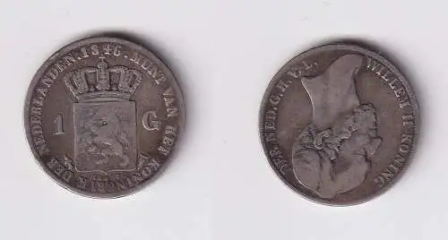 1 Gulden Silber Münze Niederlande Willem II 1846 f.ss (137649)