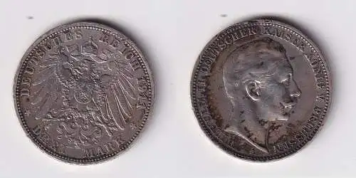 3 Mark Silbermünze Preussen Kaiser Wilhelm II 1911 A Jäger 103 ss (143675)