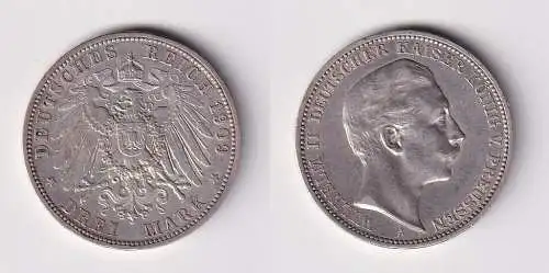 3 Mark Silbermünze Preussen Kaiser Wilhelm II 1909 A Jäger 103 ss (145562)