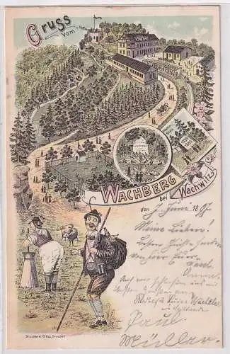 99246 Ak Lithographie Gruß vom Wachberg bei Wachwitz bei Dresden 1897