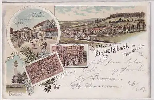 55943 Ak Lithographie Gruß aus Engelsbach bei Friedrichroda Gasthof usw. 1901