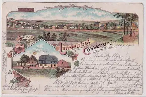 63491 Ak Lithographie Gruß vom Lindenhof Cossengrün bei Rentzschmühle 1911