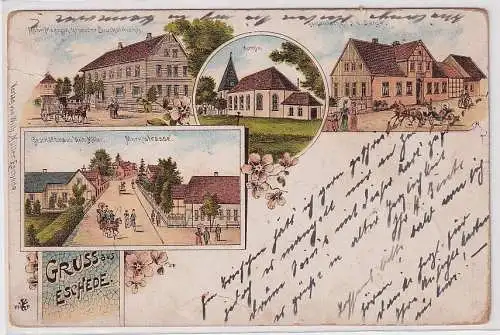 86938 Ak Lithographie Gruß aus Eschede Möbel Magazin, Gasthaus usw. 1898