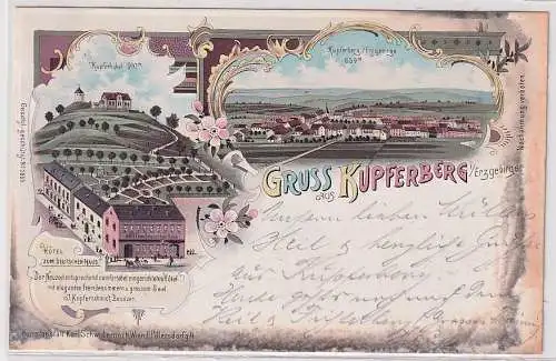 46280 Ak Lithographie Gruß aus Kupferberg Měděnec im Erzgebirge 1898