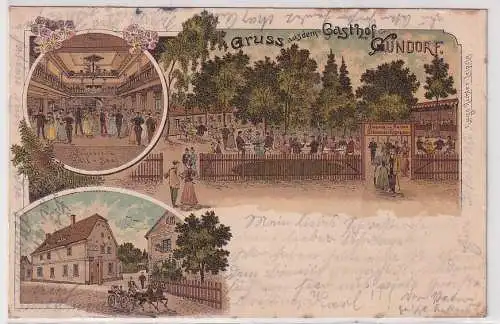16933 Ak Lithographie Gruß aus dem Gasthof Gundorf Böhlitz Ehrenberg 1906