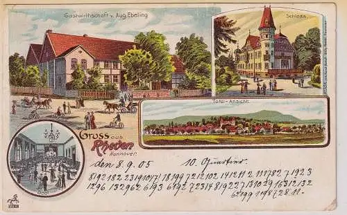 10539 Ak Lithographie Gruß aus Rheden (Hannover) Gastwirtschaft usw. 1905