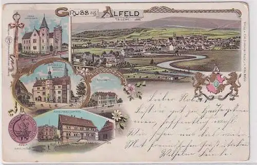 69236 Ak Lithographie Gruß aus Alfeld an der Leine Kriegerdenkmal usw. 1899