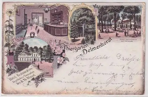 52476 Ak Lithographie Gruß aus dem Thiergarten Delmenhorst 1901