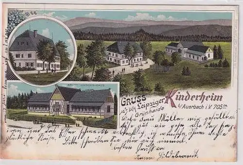 51518 Ak Lithographie Gruß aus dem Leipziger Kinderheim Grünheide bei Auerbach 