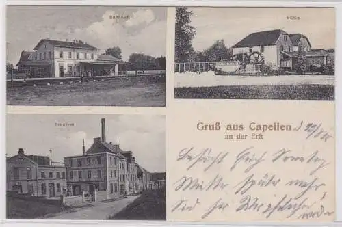 900887 AK Gruß aus Capellen an der Erft - Brauerei, Bahnhof, Mühle 